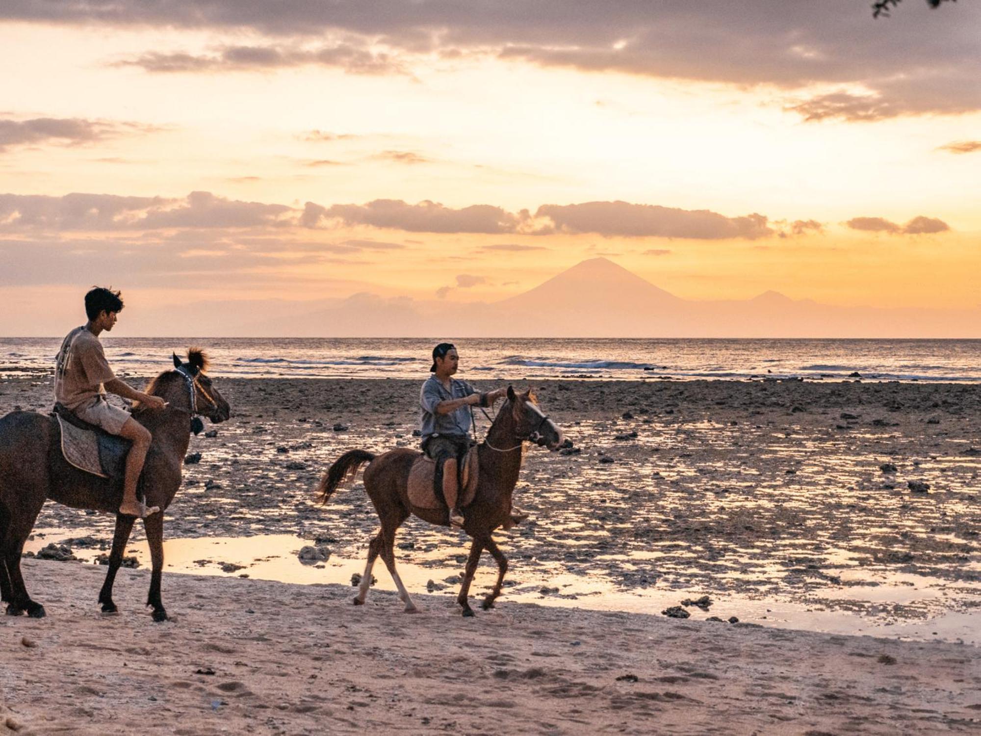 Mad Monkey Gili Trawangan Vandrehjem Eksteriør billede Horse riding at the beach